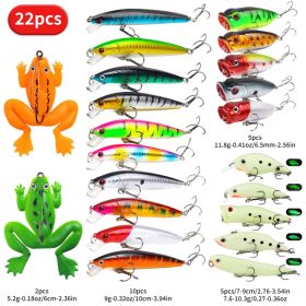 22pcs 1set Hard Lure Bait Soft Frog Popper Minnow Pencil VIB Luminous Lure Kit Durable Hooks Realistic Action Ideal (Option: 22pcs 1set 13g) 22pcs 1set Hard Lure Bait Soft Frog Popper Minnow Pencil VIB Luminous Lure Kit Durable Hooks Realistic Action Ideal (Option: 22pcs 1set 13g)